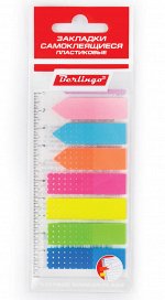 Флажки-закладки Berlingo, 45*12/42*12мм, 25л*8 неоновых цветов, с линейкой, европодвес