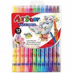 Карандаши восковые Crown &quot;ArtStory&quot;, 12цв., выкручивающийся стержень, ПВХ, европодвес