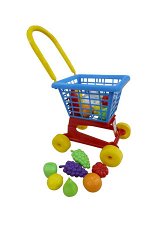 Тележка &quot;Supermarket&quot; №1 + набор продуктов (в сеточке)