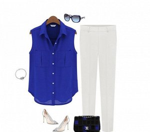 Блуза шифоновая, цвет синий