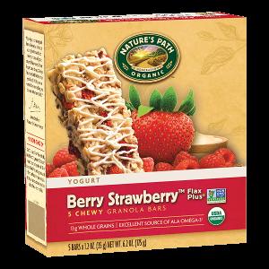 »Berry Strawberry yogurt chewy granola bars Органические злаковые батончики с клубникой и малиной, политые йогуртом