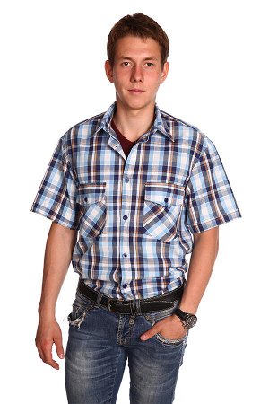 Мужская рубашка шотландка - короткий рукав "Классик"