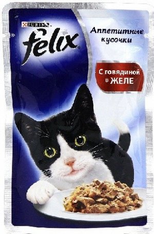 Felix Двойной Вкус пауч 85гр д/кош Говядина/Птица/Желе (1/24)