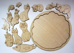 Деревянные пазлы-раскраска "коты"