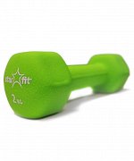 Гантель неопреновая STAR FIT DB-201 2 кг, зеленая (1 шт.) 1/
