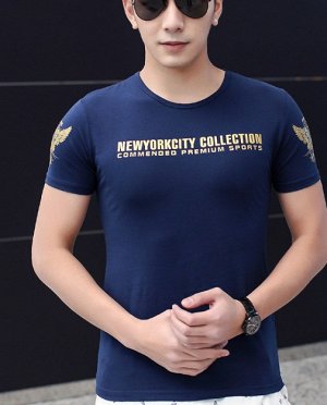 Мужская футболка с короткими рукавами и округлым вырезом горловины