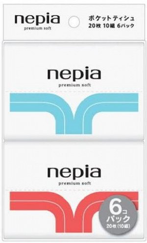 631257 "NEPIA" "Premium Soft" Бумажные двухслойные носовые платки 10 шт./уп. (упаковка 6 шт.) 1/48