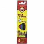 Карандаши Koh-I-Noor &quot;TrioColor&quot;, 06цв., трехгран., заточен., европодвес