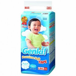 "Genki" детские подгузники 9-14 кг (L) 54 шт