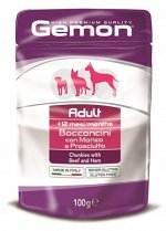Gemon Dog Pouch паучи для собак кусочки говядины с ветчиной 100г