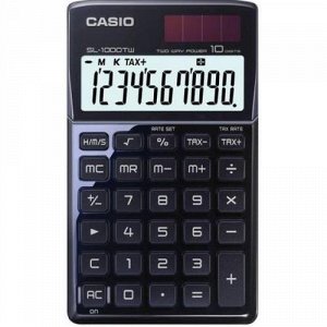 Калькулятор CASIO 10 разрядов SL-1000TW-BK 118*70*8 мм (323206) черный {Филиппины}