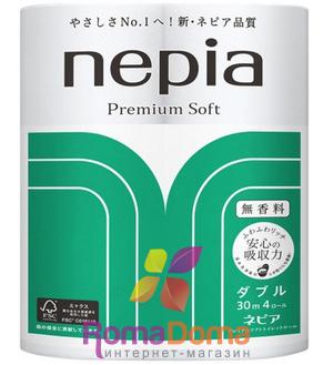 203119 "NEPIA" "Premium Soft"  Однослойная туалетная бумага 60 м. (4 рулона), 1/12