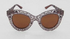 Солнцезащитные очки коричневые ажурные с цветочками