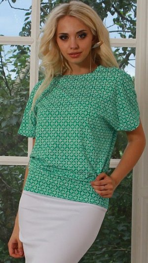 блуза "Асса" 5256 флок вензель б/зелен