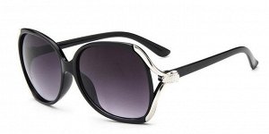 Солнцезащитные очки черные с серебряной лисицей на дужке