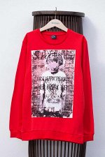 Karanl?kta Parlaлет Bask?l? Gen? Erkek Sweatshirt
