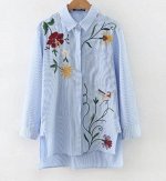 Рубашка с вышивкой голубая