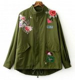 Куртка с вышивкой army green