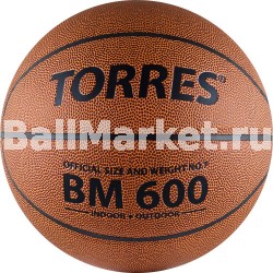 Мяч баскетб. TORRES BM600 арт. B10027 р.7, ПУ,нейл.корд.бут.камера