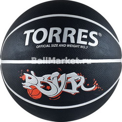 Мяч баскетб. TORRES Prayer арт.В00057р.7 рез.нейл.корд.бут.камера, черно-сереб.-красный