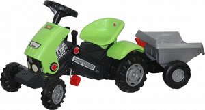 Каталка-трактор с педалями "Turbo-2" (зелёная) с полуприцепом