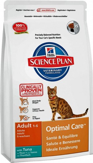 Hill's SP Feline Adult OptC Tuna д/кош Оптим.уход Тунец 10кг