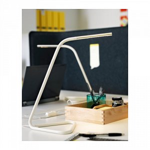 ХОРТЕ Рабочая лампа, светодиодная, белый, серебристый USB и розетка
