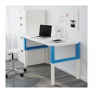 ПОЛЬ Письменный стол, белый, синий