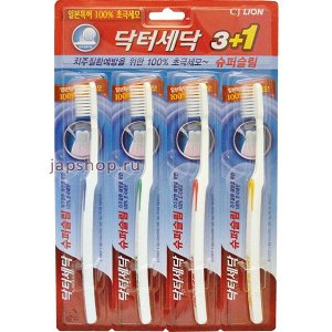 NEW Зубная щетка LION Korea Dr.Sedoc супертонкая для чувствительных десен средняя 3+1шт
