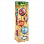 Пакет ламинированный под бутылку &quot;Елочные игрушки&quot;, 10,5 х 36 х 9 см 1304185
