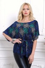 Блуза 440.Индиго. Купон. Трикотаж вискоза