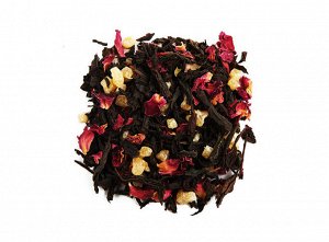 чай В состав этого чая входит смесь лучших сортов чёрного чая, кусочки фруктов, лепестки красной розы и натуральные ароматические масла.