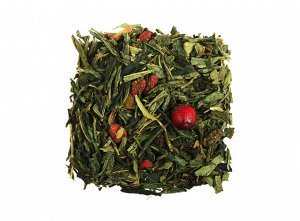 чай Ароматная сенча, целебные ягоды цельной клюквы и годжи. Натуральные ароматические масла.