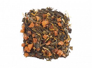 чай В состав входит ароматная сенча, небольшие кусочки спелого персика, золотистые лепестки календулы и натуральные ароматические масла.