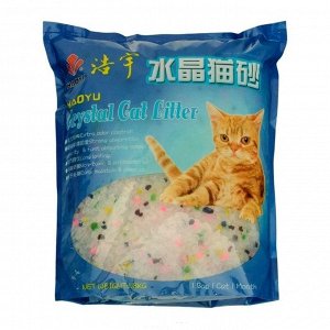 Силикагелевый наполнитель Haoyu Crystal Cat Litter 8л Цветные гранулы б/з (3,6кг)