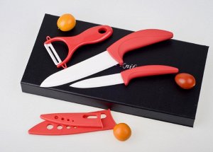 Набор керамических ножей: два ножа с чехлом+пиллер; Материал: лезвие диоксид циркония