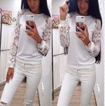 Свитшот с кружевными рукавами белый