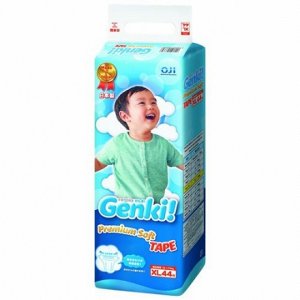 "Genki" детские подгузники 12-17 кг (XL) 44 шт