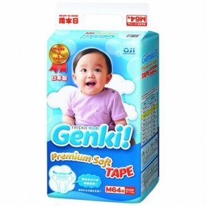 "Genki" детские подгузники 6-11 кг (M) 64 шт