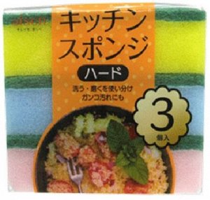Губка для посуды 100х55х30 мм с антибактериальной обработкой, 3 шт./уп., AISEN (Япония)