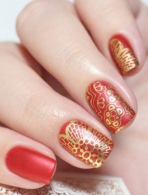 Дизайн ногтей F 87 УЗОР (фольгированные) золото