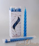 Свеча витая синяя 24,5*2,3 см (время горения 5 часов)
