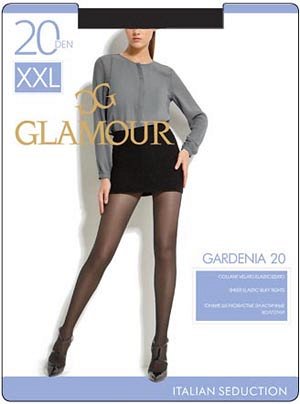 Тонкие прозрачные эластичные колготки GLAMOUR Gardenia 20 XXL с шортиками