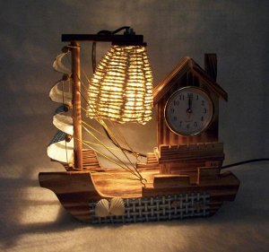 Настольная лампа Корабль с часами