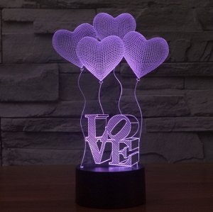 3D светильник-ночник Любовь станет украшением любого интерьера