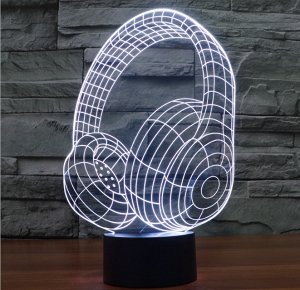 3D светильник-ночник Наушники станет украшением любого интерьера