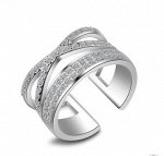 Безразмерное кольцо с россыпью камней из стерлингового серебра