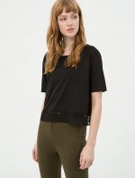 Lace Detailed T-Shirt Black