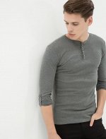 Button Detailed T-Shirt Anthracite