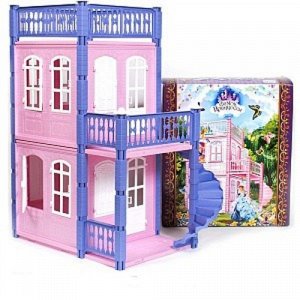 АНп02 591/2--Домик для кукол "Замок Принцессы" (2 этажа) (розовый)